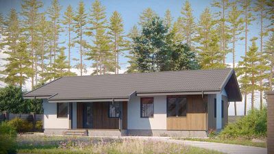 Одноэтажный коттедж с террасой АЕТ-27