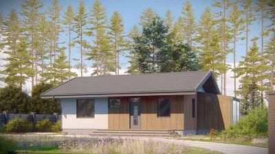 Одноэтажный коттедж с застекленной террасой АЕТ-28