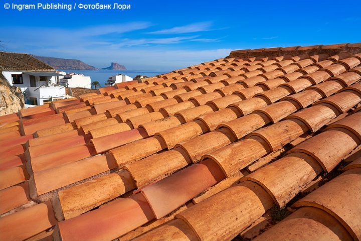 Altea white village in Alicante at Mediterranean Spain clay tiles roof