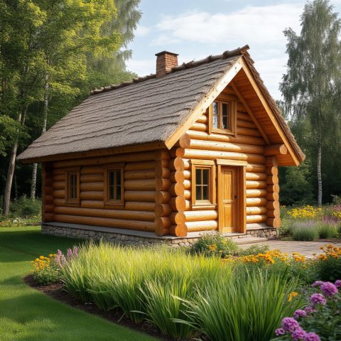 дом из оцилиндрованного бревна