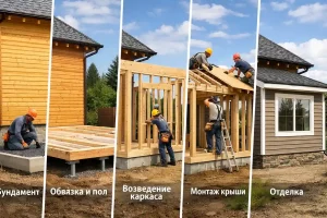 этапы возведения каркасной пристройки