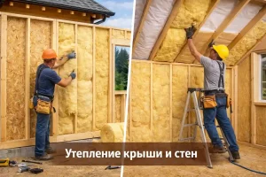 утепление крыши и стен каркасной пристройки