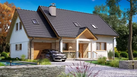 Изображение Каркасно-панельный дом с гаражом AET-117