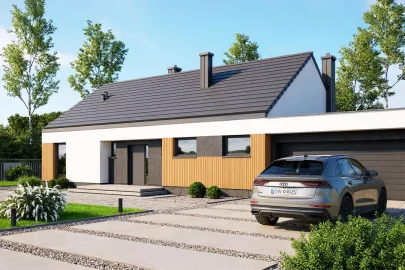 Изображение Каркасно-панельный дом с гаражом AET-118