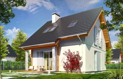 Изображение Каркасно-панельный дом с мансардой AET-177