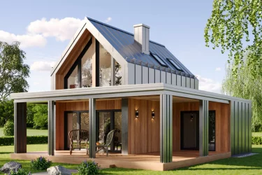 Каркасно-панельный дом с мансардой AET-179