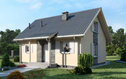 Изображение Каркасно-панельный дом с мансардой AET-186