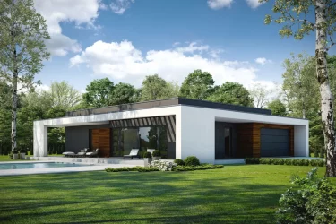 Каркасно-панельный дом с плоской крышей AET-208