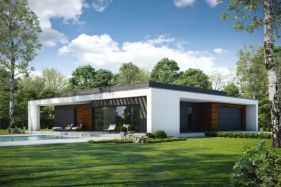 Изображение Каркасно-панельный дом с плоской крышей AET-208