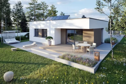 Изображение Каркасно-панельный дом с плоской крышей AET-210