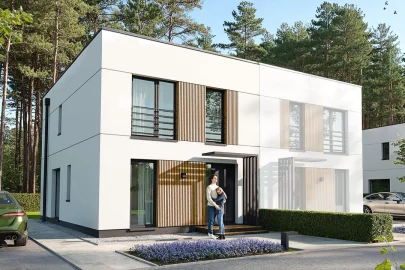 Изображение Каркасно-панельный дом с плоской крышей AET-214