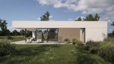 Каркасно-панельный дом с плоской крышей AET-215