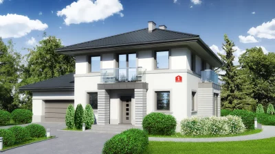 Двухэтажный каркасно-панельный дом AET-253