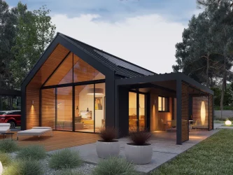 Каркасно-панельный дом с панорамными окнами AET-239