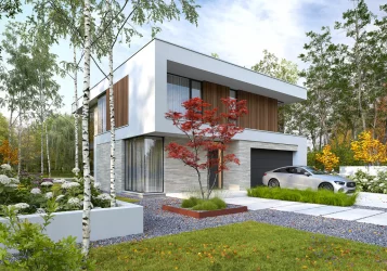 Каркасно-панельный дом с панорамными окнами AET-240