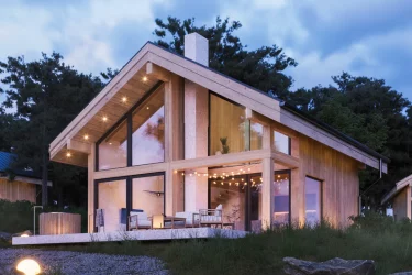 Каркасно-панельный дом с панорамными окнами AET-241