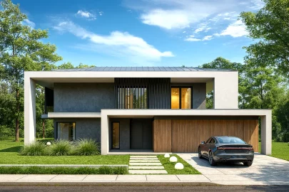 Изображение Каркасно-панельный дом с панорамными окнами AET-244