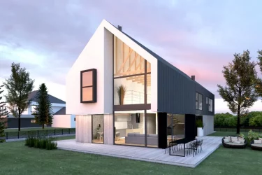 Каркасно-панельный дом с панорамными окнами AET-246