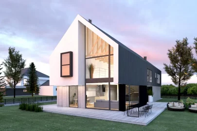 Изображение Каркасно-панельный дом с панорамными окнами AET-246