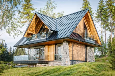 Каркасно-панельный дом с панорамными окнами AET-247