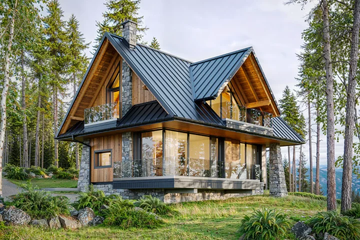 Каркасно-панельный дом с панорамными окнами AET-247