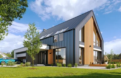 Каркасно-панельный дом в стиле Барнхаус AET-228