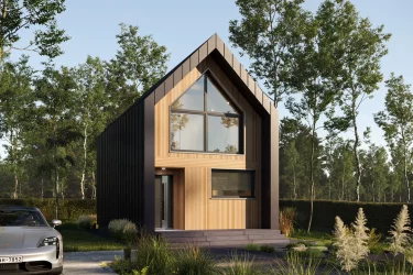 Каркасно-панельный дом в стиле Барнхаус AET-229