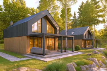 Каркасно-панельный дом в стиле Барнхаус AET-230