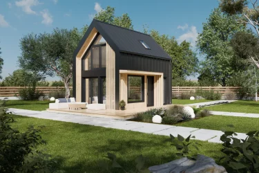 Каркасно-панельный дом в стиле Барнхаус AET-232