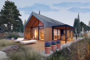 Каркасно-панельный дом в стиле Барнхаус AET-234