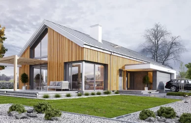 Каркасно-панельный дом в стиле Барнхаус AET-235