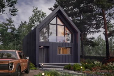 Каркасно-панельный дом в стиле Барнхаус AET-237