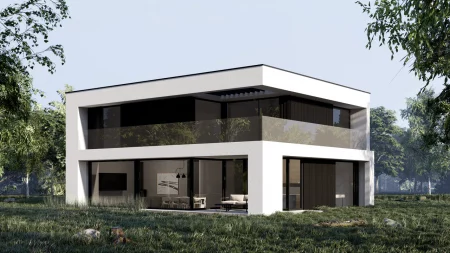 Изображение Каркасно-панельный дом в стиле хай тек AET-218