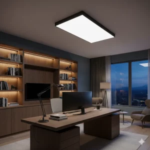 кабинет со включенным освещением