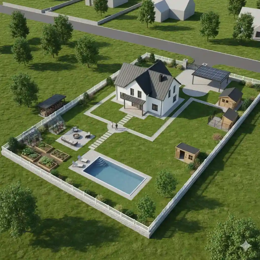 как поставить дом на участке