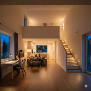 комната со включенным светом