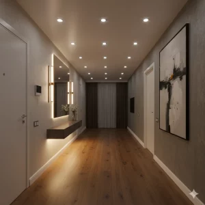 прихожая со включенным светом